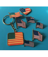 Lot of American Flag Lapel Pins and Keychain Vintage - $9.99