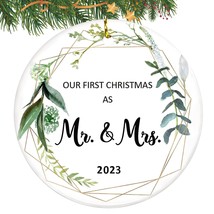 Wedding Gifts For Couple, Our First Christmas As Mr &amp; Mrs Ornament 2023, Bridal  - £15.72 GBP