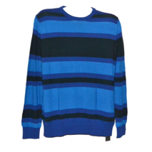 Armani Exchange Blue Striped Cotton Men&#39;s Logo Pulover Sweater Size XL - $92.22