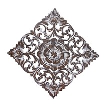 Tropical Magnolia Flower Two-Tone Hand Carved Teak Wood Wall Art-12 inch - £22.78 GBP