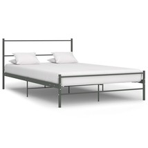 Bed Frame Grey Metal 160x200 cm - £66.25 GBP