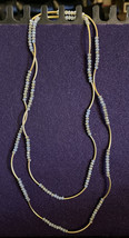 Vintage Blue Beaded And Gold Tone Links Necklace - Approx 44&quot; - £9.74 GBP