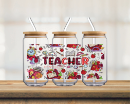 Teacher | UV DTF 16oz Glass Can - $75.62 MXN