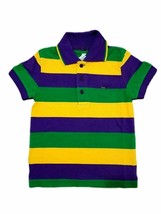 Child Small Mardi Gras Classic Stripe Purple Green Yellow Knit SS Polo Shirt - $28.70