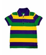 Child Small Mardi Gras Classic Stripe Purple Green Yellow Knit SS Polo S... - £22.74 GBP