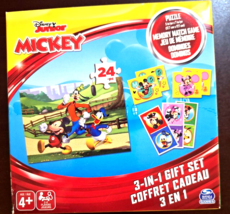 Disney Junior Mickey 3-in-1 Gift Set: 24 Pc Puzzle, Memory, Dominoes - £6.86 GBP