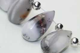 Natural, 21 piece smooth Dendrite Opal gemstone teardrop briolette beads, 9x17 m - £47.95 GBP