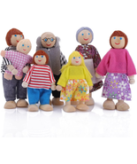 Dollhouse Family People Figures, 7 Pieces Wooden Doll House Family Dolls... - £11.53 GBP