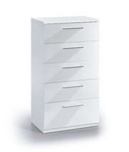 Madrid White Gloss Tall Chest Of Drawers - £151.61 GBP