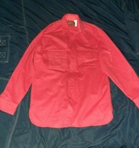 MEDIUM True Vtg 90s Eddie Bauer Shirt Chamois Cloth Flannel Red USA Work Cotton - £37.74 GBP