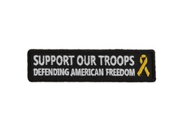 SUPPORT OUR TROOPS Yellow Ribbon 4&quot; x 1&quot; iron on patch (5069) Veteran (T37) - £4.61 GBP