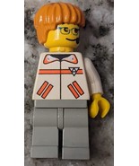 LEGO R.E.S. Q Resq Minifigure Logo Shirt Orange Hear Headset, MISSING ARM - £7.84 GBP