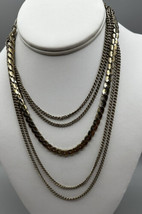 Jewelry Necklace 5 Strands  4 Chains 1 Herringbone Chain Fish Hook Closure - £6.02 GBP