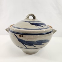 Asian Style Lidded Serving Bowl Blue Paint Ceramic Studio Pottery Andrew Wong BC - £77.32 GBP