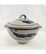 Asian Style Lidded Serving Bowl Blue Paint Ceramic Studio Pottery Andrew... - £76.43 GBP