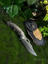 Custom MadeJapanese Damascus Steel Pocket Knife Hunting Folding Carbon F... - £77.84 GBP