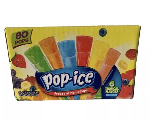 Pop-Ice  Freezer Pops 80 Count 1 Ounce 6 Tropical Assorted Flavor Exp 11/2025