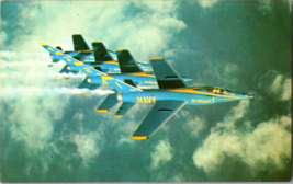 Vtg Postcard Blue Angels, US Navy, F11F-1 Tiger Supersonic Aircraft in F... - $6.79