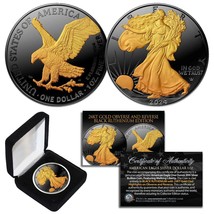2024 BLACK RUTHENIUM 1 Oz 999 Silver American Eagle Coin 24K Gold Gilded... - $119.95