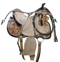Leather Floral Tooled Round Skirt western Barrel Saddle with tackset &amp; f... - $5,936.28 MXN+