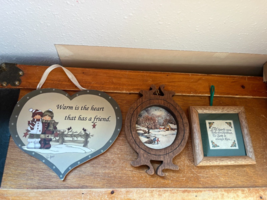 Lot Of Kurt S. Adler Green Wood Warm Is The Heart Mini Picture In Wood Frames Ch - $11.29