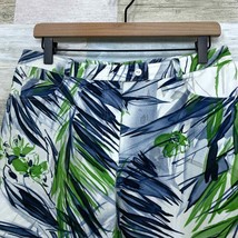 WORTH Tropical Cropped Pants White Blue Mid Rise Cotton Stretch Casual W... - $34.64