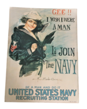Vtg Gee!! I Wish I Were A Man - Navy Poster - Howard Chandler Christy Militaria - £143.87 GBP