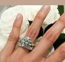 4.50 KT Rotondo Diamanti Finti 14k Placcato Oro Bianco Fidanzamento Ring - £146.78 GBP