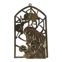 Vintage Brass Gold Tone Metal Nativity Christmas Ornament with Mary Baby Jesus - £14.90 GBP