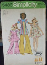 Simplicity 5483 Smock-Dress or Tunic &amp; Bell-Bottom Pants Pattern - Size 7 - £6.68 GBP