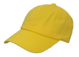 Yellow - Polo Style Cotton Baseball Cap Adjustable Washed Unisex - £13.90 GBP