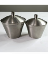Vintage Heavy Metal Food Storage Containers Lidded Pots Made In India 5&quot; 4&quot; - $663.24 MXN