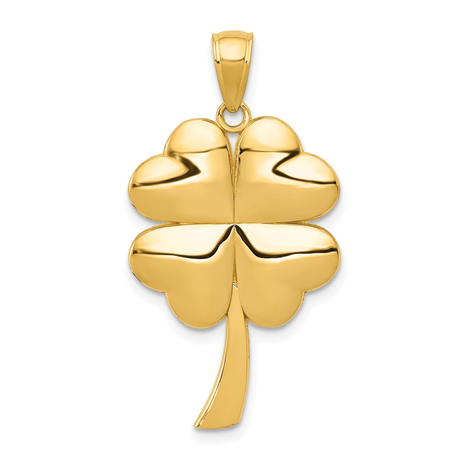 Primary image for 14K Yellow Gold 4 Leaf Clover Charm Good Luck Pendant Jewerly 30mm x 18mm