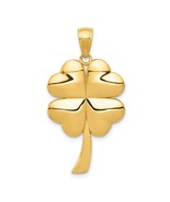 14K Yellow Gold 4 Leaf Clover Charm Good Luck Pendant Jewerly 30mm x 18mm - £159.05 GBP