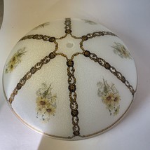 14” Ceiling Vintage Floral Textured Glass Shade Reverse Painted - £29.60 GBP