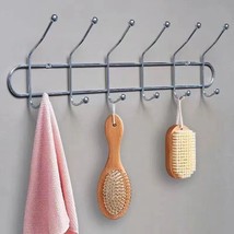 12 HOOKS CHROME WALL MOUNTED KID ROOM COAT HANGER CLOTHES TOWEL STORAGE ... - £6.09 GBP