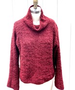 EILEEN FISHER M Superkid Mohair Wool Nylon Open Knit Sweater Dark Red Rust  - £47.62 GBP