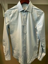 YSL Mens Blue Long Sleeve Button-Up Shirt, Blue Stripe Details, Sz 37/14.5 - £31.58 GBP