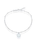 Sterling Silver Beaded Anklet with Wave Disc - €34,26 EUR