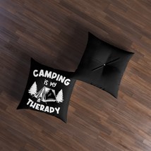 W square camping is my therapy black and white 100 polyester double sided print 2 sizes thumb200
