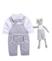 Baby Brielle 2 Piece Tuxedo Romper with Plush Toy Gift Set for Infant Boys, 9M G - £15.65 GBP