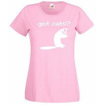 Womens T-Shirt Cute Cat Quote Got Cats?, Funny Kitty TShirt, Smiling Cat... - £19.54 GBP