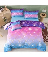 6Pcs Mermaid Scale Comforter Sets Twin Size, 3D Pink Glitter Bed In A Ba... - £68.90 GBP