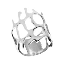 Sleek Coral Reef Design Sterling Silver Wide Ring-9 - £19.04 GBP