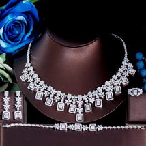 4pcs Luxury Shiny Cubic Zirconia African Dubai Bridal Wedding Prom Night Jewelry - £74.84 GBP