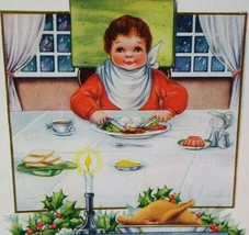 Christmas Postcard Whitney Boy Dinner Table Turkey Vintage 1919 Jamestown NY - £11.20 GBP