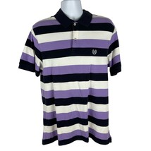 Chaps Mens Striped Polo Shirt Size Large Purple &amp; Black Cotton - $19.20 CAD