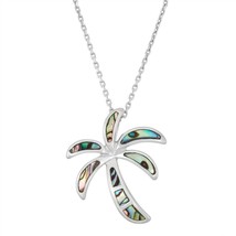 Sterling Silver Abalone Palm Tree Pendant - £36.63 GBP