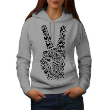 Wellcoda Peace Sign Hand Animal Womens Hoodie,  Casual Hooded Sweatshirt - £29.06 GBP