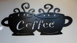 Coffee Cups Black Metal Wall Art Piece 16 1/2&quot; x 9 1/2&quot; - £30.28 GBP